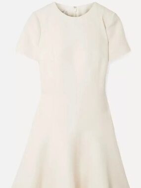 Valentino Cream/Off White Wool and Silk A line Midi Dress
